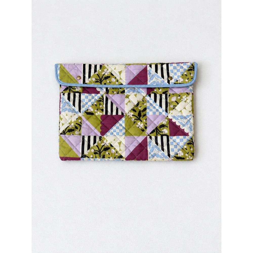 Paper Source Quilted Laptop Sleeve 15.5 x 11 Patchwork Floral Snap Case
